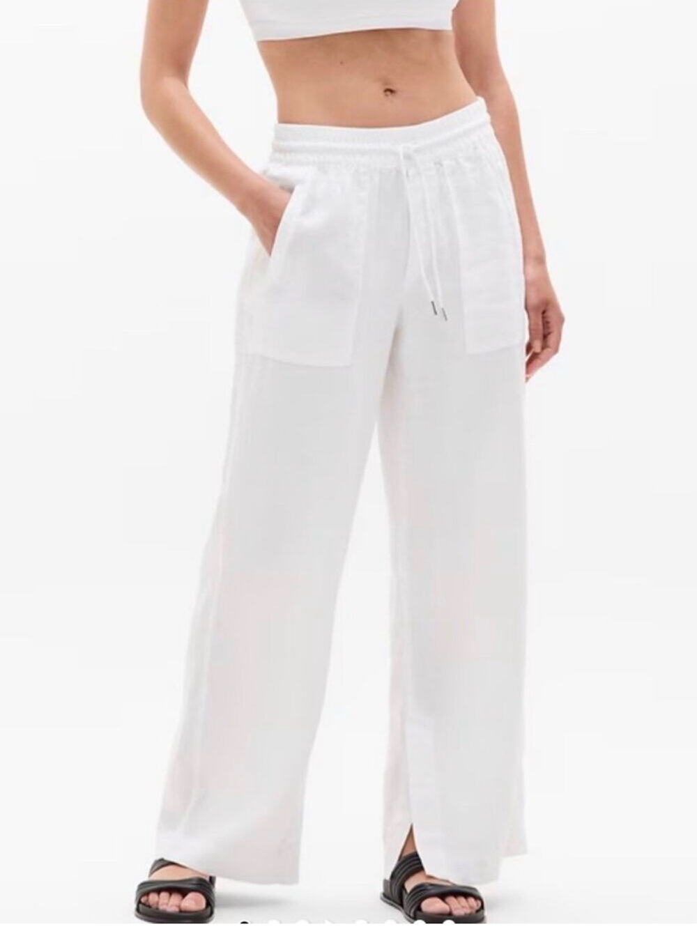 Athleta Wide-Leg Retreat Linen Pant - White Size M